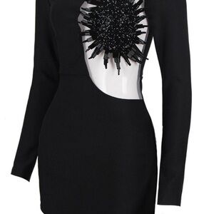 Elegant Black Dress with Unique Embellishment